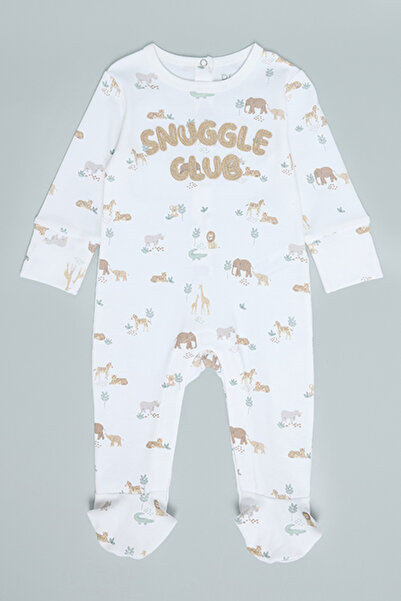 R&B Printed Footed Sleepsuit with Long Sleeves