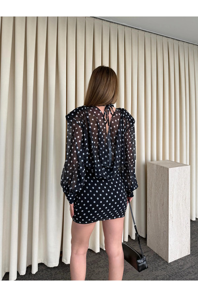 Laluvia Ροζ αδιάβροχο με πουά και σούρες στο πλάι - 4171