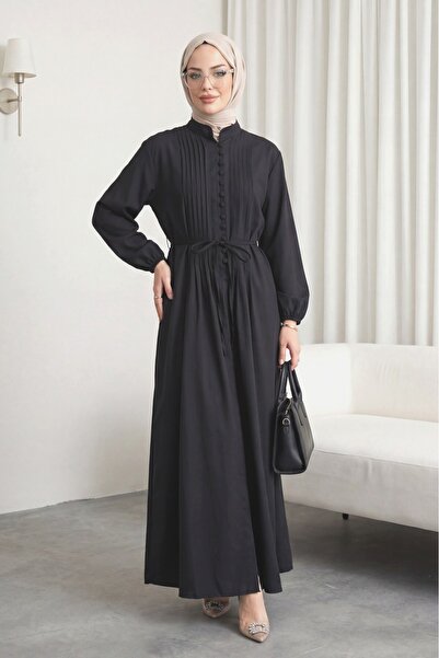 HİJABAYA Φόρεμα ποπλίνα με ραβδώσεις και μισά κουμπιά μπροστά
