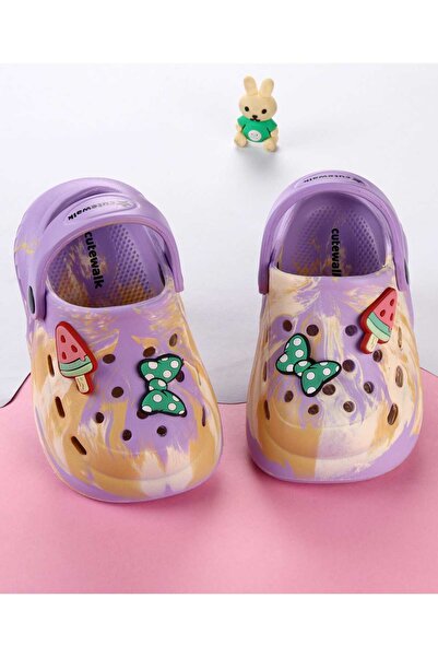 Cute Walk by Babyhug حذاء كلوغز بتطريز على شكل فيونكة وحزام خلفي - بنفسجي