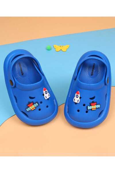 Cute Walk by Babyhug Back Strap Closure Clogs With Space Theme Applique - Blue