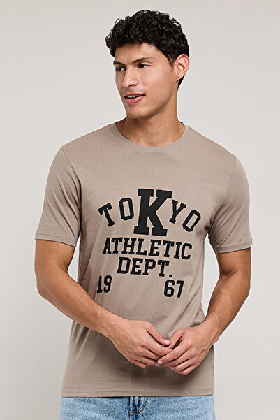 R&B Typography Print T-Shirt with Crew Neck and Short Sleeves