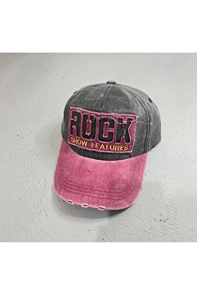 Zeramine 2024 Μαύρο vintage καπέλο με κεντημένο ροκ γράμμα, αντίκα λεπτομέρει...