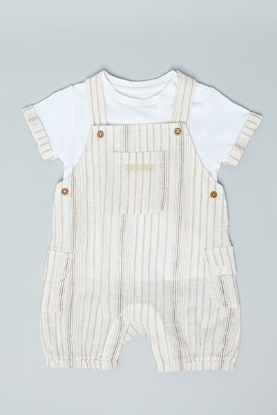 R&B Solid T-Shirt and Striped Romper Set