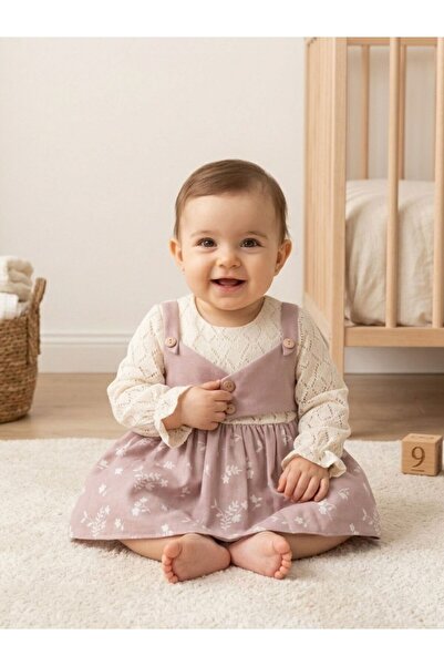 Cherrys Bebek Çiçek Desenli Kız Bebek Elbise