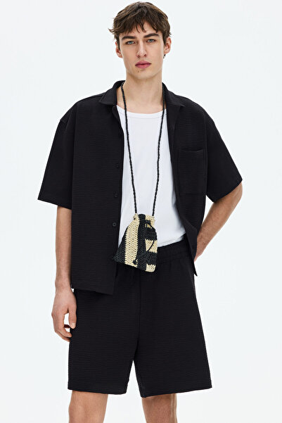 H&M Petek Dokulu Şort Relaxed Fit