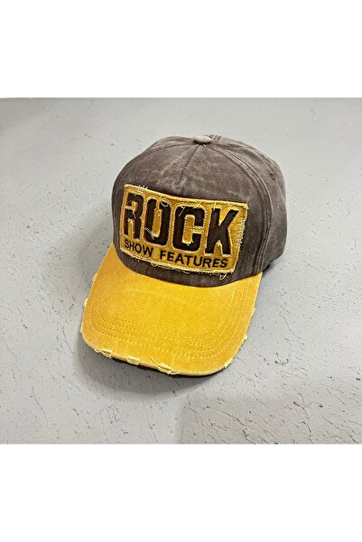 Zeramine 2024 Καφέ vintage καπέλο με κεντημένα ροκ γράμματα, αντίκες λεπτομέρ...