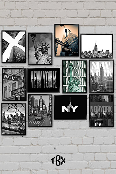 tablomaxtbx 12 Parça New York Şehir Manzarası Skyline Estetik Dekoratif MDF T...