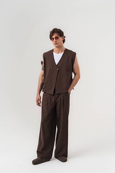 go gang own Core Linen Linen Fabric Vest and Baggy Pants Set