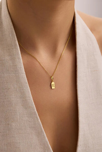 N!da Jewelry 925 Ayar Gümüş Plaka Harf Kolye