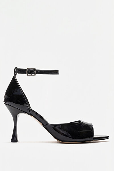 Dericlub Γυναικείο δερμάτινο στιλέτο με ανοιχτή μύτη και δέσιμο στον αστράγαλ...