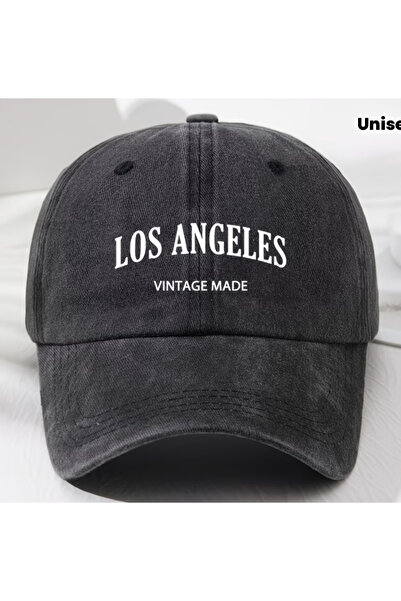 Touz Moda Yıkamalı Vintage Los Angeles Baskılı Unisex Şapka