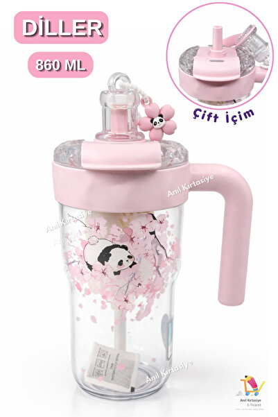 Vagonlife Diller Figürlü 860ML Kulplu Süzgeçli Matara