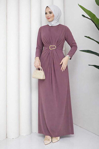 ECK MODA Γυναικείο φόρεμα με λεπτομέρεια από ύφασμα Sandy, Full Lycra, με εύκ...