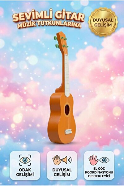 Tıfıl Toys Sevimli İlk Gitarım! 57cm Plastik Telli Ayarlanabilir Akorlu Eğiti...