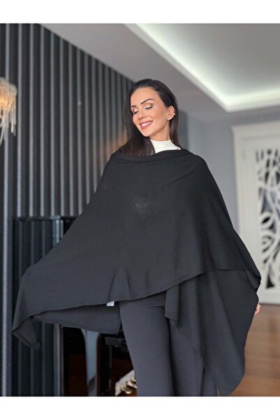 Atelier Derin Μαύρο Πλεκτό Μοντέλο Πάντσο Λεπτής Ύφανσης