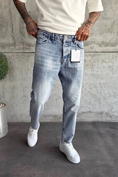 MADZEYMODA Pantaloni de blugi pentru bărbați, model Boyfriend, din denim lava...