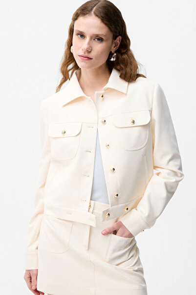 adL Krem Cep Detaylı Ceket