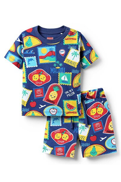 Babyhug Knit Half Sleeves Shorts Night Suit with Tropical Theme Print - Navy ...