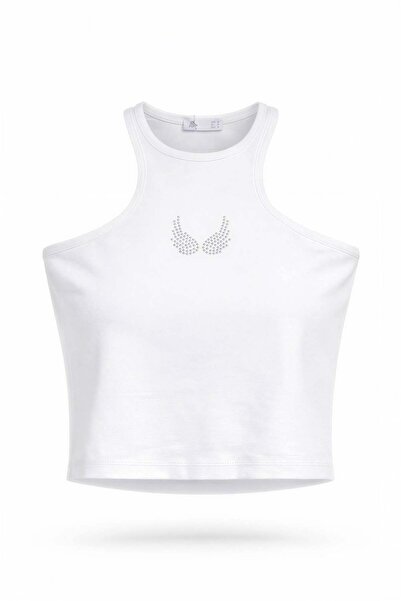 Miss Poem Γυναικείο μπλουζάκι με λεπτομέρειες από λευκή πέτρα
