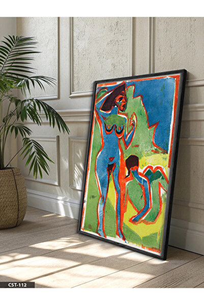 Evinemoda Colorful Figure One-Piece Black Wooden Framed Painting