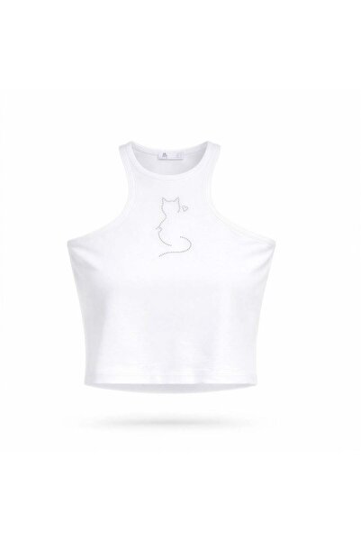 Miss Poem Γυναικείο μπλουζάκι με στάμπα από λευκή πέτρα