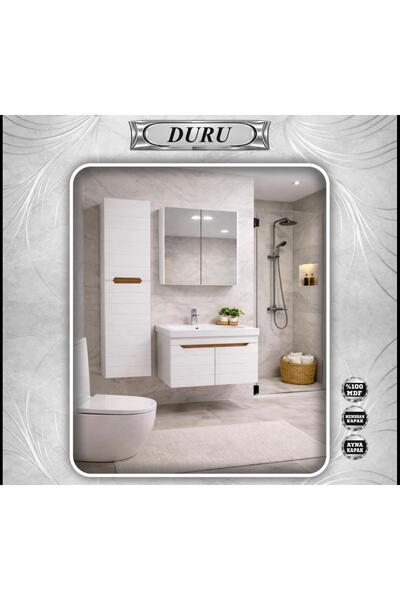 DEKOFAB DURU AYNA KAPAKLI DOLAPLI LAVABO 65 CM VE BOY DOLABI TAKIM
