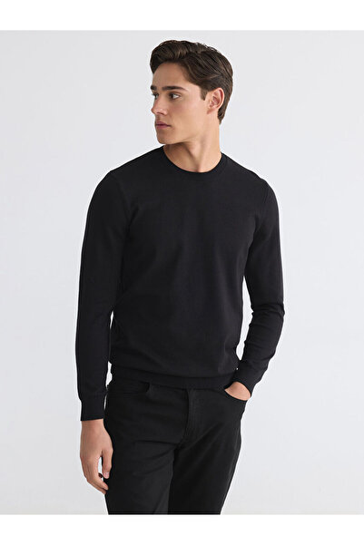 LC Waikiki Black Crew Neck Men's Knitwear Sweater