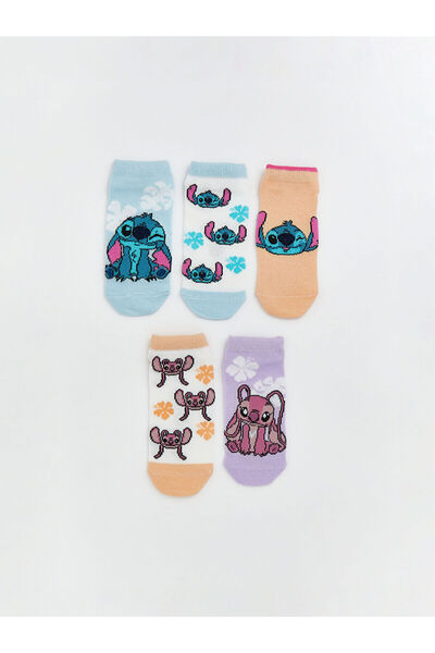 LC Waikiki Lcw Kids Blue Patterned Girls' Booties Socks with Nevavm Difference