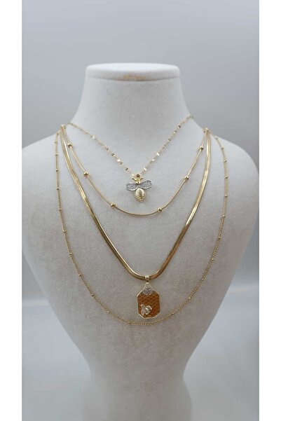 Jerie Gold 14k 4'lü Çelik Kolye Seti