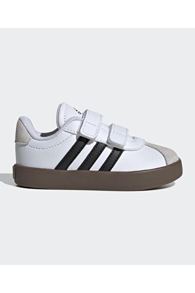 adidas حذاء رياضي VL Court 3.0 من الجلد المدبوغ مع إغلاق بحزام لاصق - أبيض سح...
