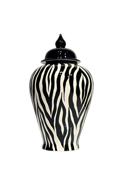 Lara Decor Siyah Beyaz Zebra Seramik Küp 40 cm