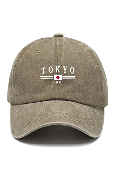 Touz Moda Yıkamalı Vintage Tokyo Japan Baskılı Unisex Şapka