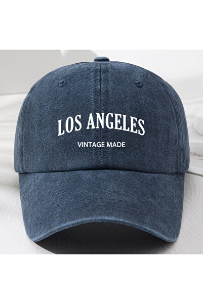 Touz Moda Yıkamalı Vintage Los Angeles Baskılı Unisex Şapka