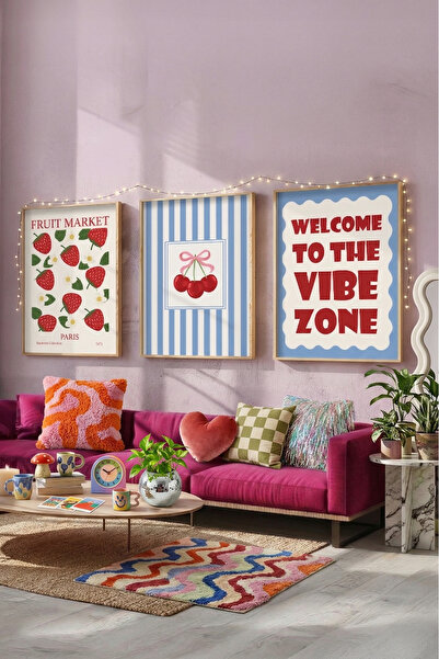 STARYUNA Pinterest Dekor, Σετ τριών πινάκων με θέμα τα φρούτα και τα γράμματα...