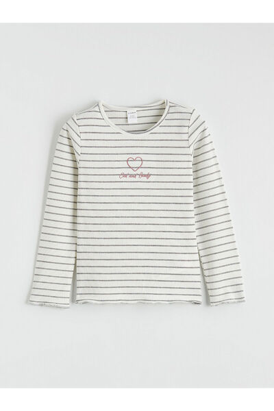 LC Waikiki Ozmarka New Season Crew Neck Glittery Girls' T-Shirt