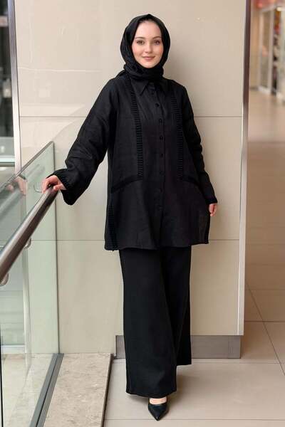 MISS DALIDA Missdalida Knitwear Tiktaclik Linen Shirt and Trousers Set