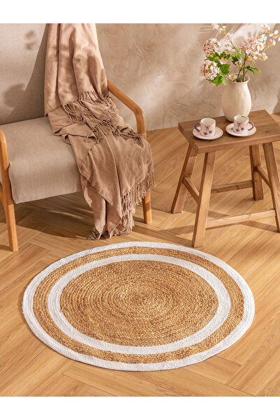 LC Waikiki NEVAVM Farkıyla Çizgi Desenli Hasır Yuvarlak Halı 90 cm