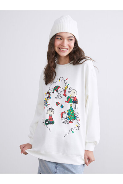 LC Waikiki Snoopy Printed Oversize Women's Thick Sweatshirt