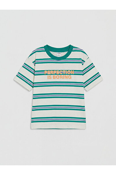 LC Waikiki Tricou cu dungi pentru băieți, cu guler Zero Roba, din colecția Sh...