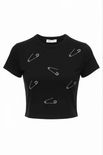 Miss Poem Γυναικείο μπλουζάκι με κοντό μανίκι και λαιμόκοψη ποδηλάτου, με λεπ...