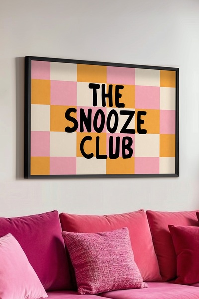 STARYUNA Μαύρο ξύλινο πλαίσιο με το γραπτό κείμενο The Snooze Club, Εγκάρσιος...