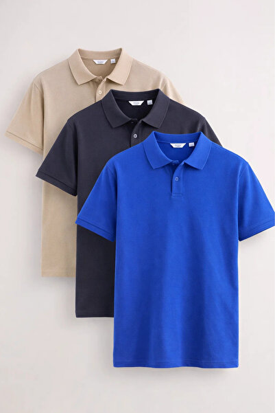 MATERIAL Ανδρικό μπλουζάκι με κοντό μανίκι, φαρδιά γραμμή, 3 τεμάχια, με λαιμ...