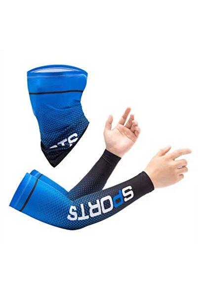ZCM-HAPPY Pair of Sunscreen Ice Silk Arm Sleeves and UV Protected Cycling Fac...