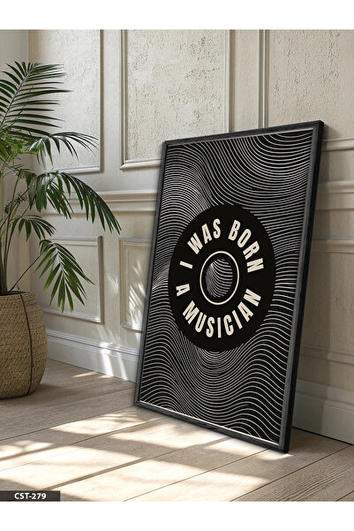 Evinemoda Είμαι γεννημένος όταν ήμουν μουσικός Πίνακας με μονόχρωμο μαύρο ξύλ...