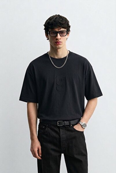 The Champ Clothing Ανδρικό μπλουζάκι Oversize 2 Threaded Mono Nine με λεπτομέ...