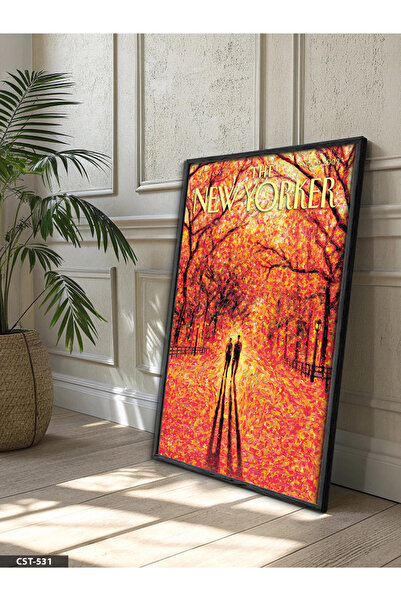 Evinemoda Πίνακας με μονόχρωμο μαύρο ξύλινο πλαίσιο με αφίσα The New Yorker