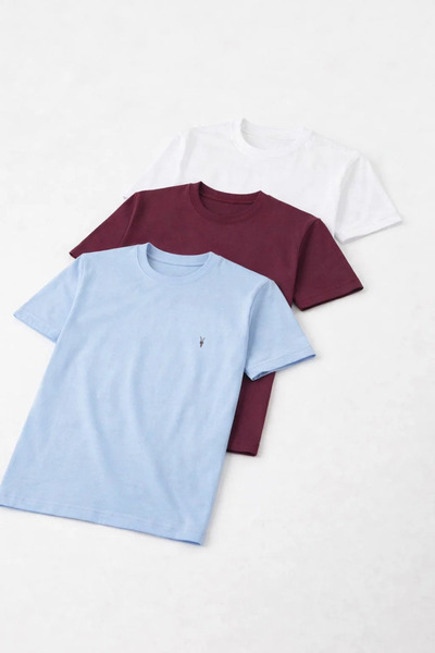 MATERIAL Men's Comfort Fit Short Sleeve Basic 3-Piece T-Shirt