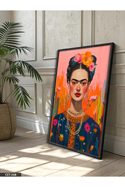 Evinemoda Frida Kahlo Jednodijelna crna slika u drvenom okviru
