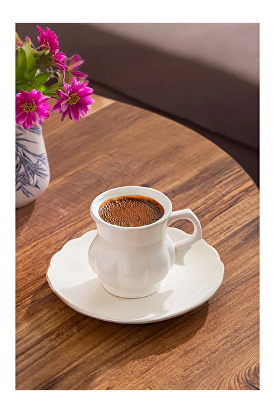 Karçiçeği Home 6-Piece White Porcelain Cup Set